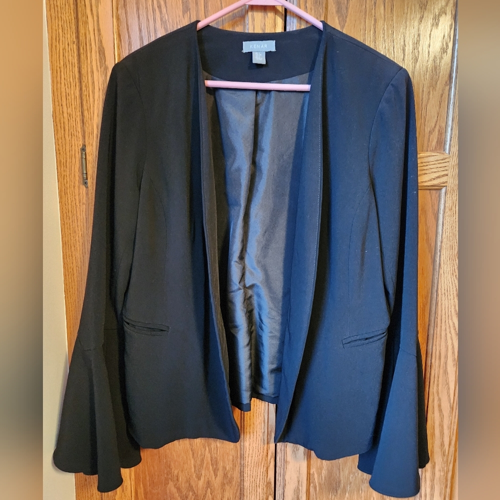 Kenar Black Blazer With Bell Sleeve